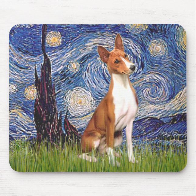 Starry Night - Basenji Mouse Pad (Front)