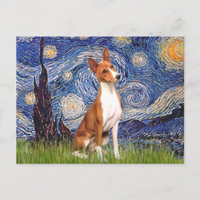 Starry Night - Basenji Postcard (Front)