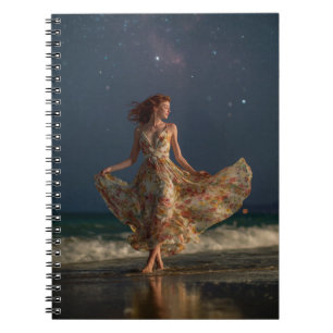 Starry Night Beach Dancing Dress Art Notebook
