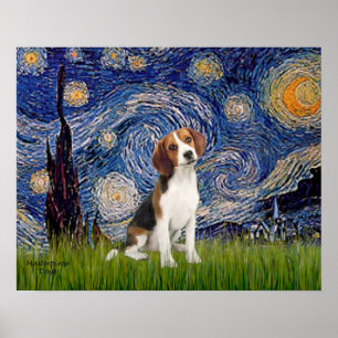Starry Night - Beagle #1 Poster