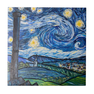 Starry Night Belmont Lancashire  Ceramic Tile