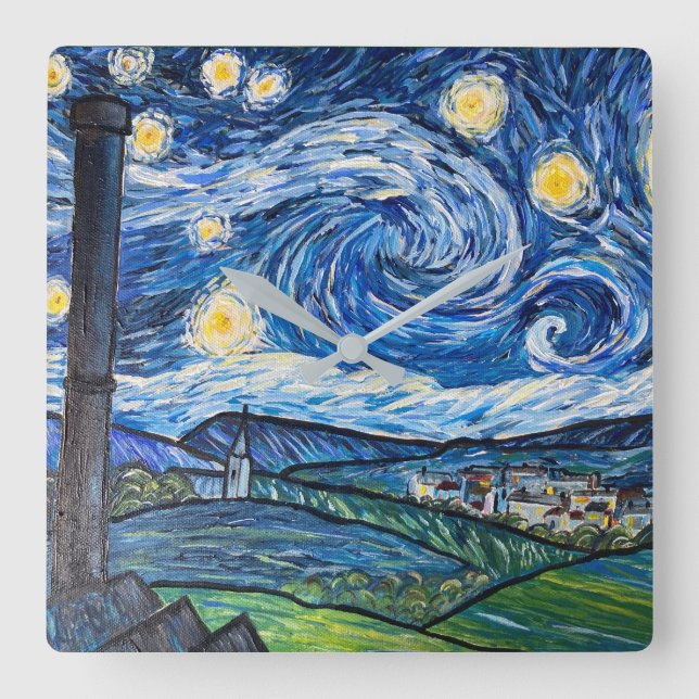 Starry Night Belmont Lancashire  Square Wall Clock (Front)