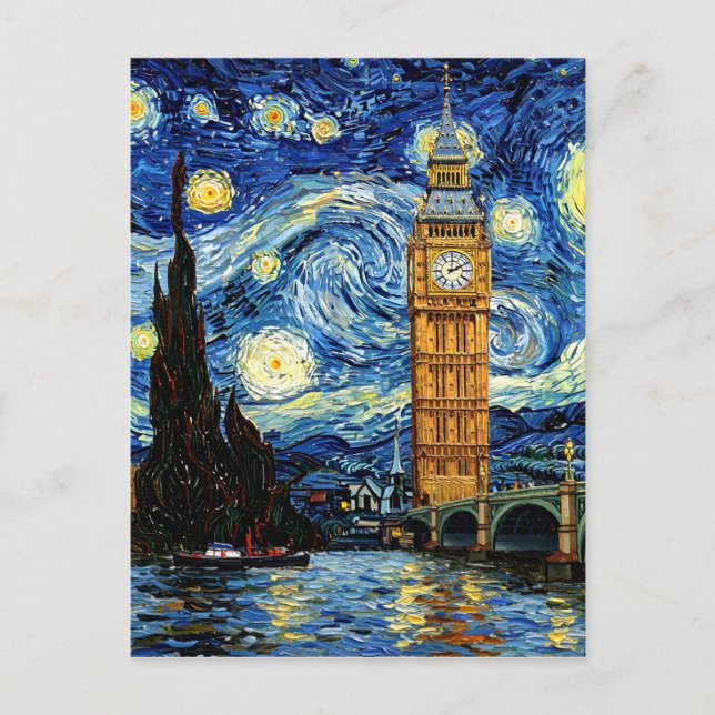 Starry Night Big Ben London England Postcard (Front)