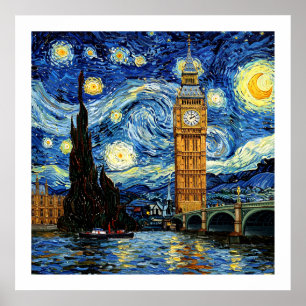 Starry Night Big Ben London England Poster