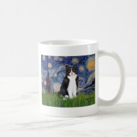 Starry Night - Black and White Cat