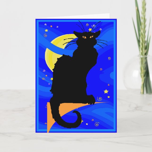 Starry Night Black Cat Card (Front)