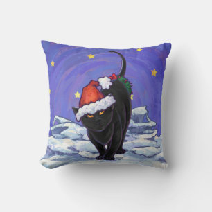Starry Night Black Cat Christmas Cushion