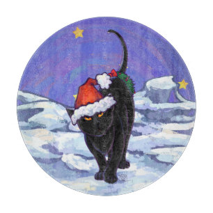 Starry Night Black Cat Christmas Cutting Board