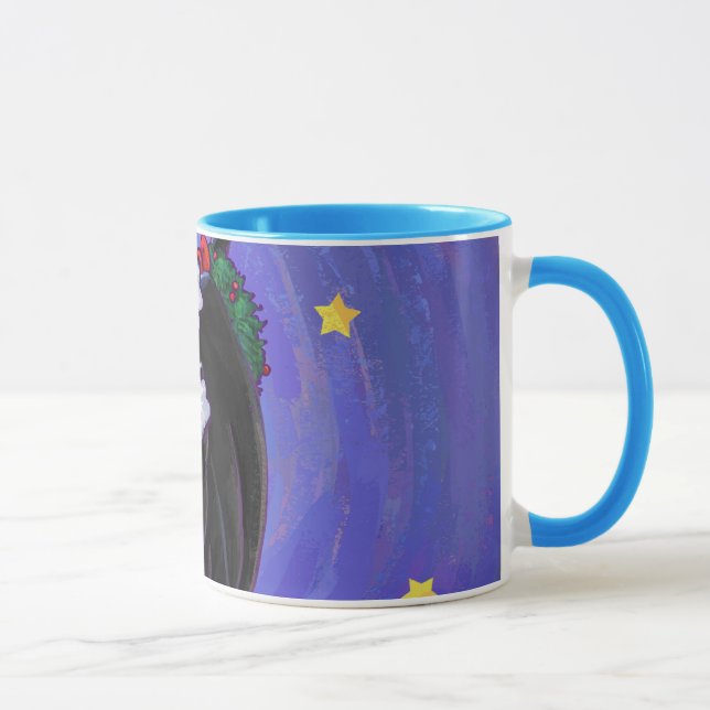Starry Night Black Cat Christmas Mug (Right)