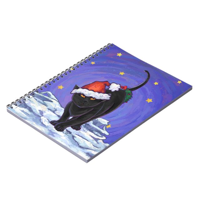 Starry Night Black Cat Christmas Notebook (Left Side)