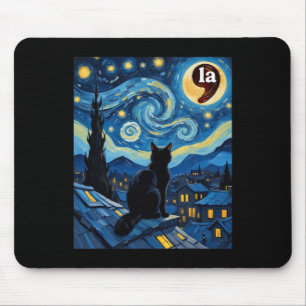 Starry Night Black Cat Comma La Kamala Harris 1  Mouse Pad