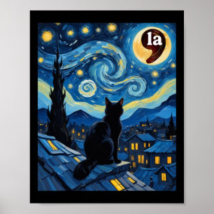 Starry Night Black Cat Comma La Kamala Harris 1 Poster