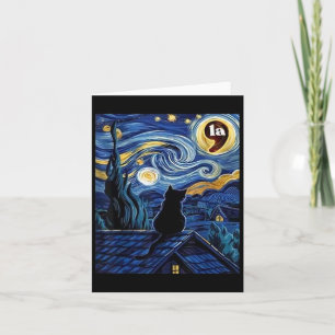 Starry Night Black Cat Comma La Kamala Harris 2 Card