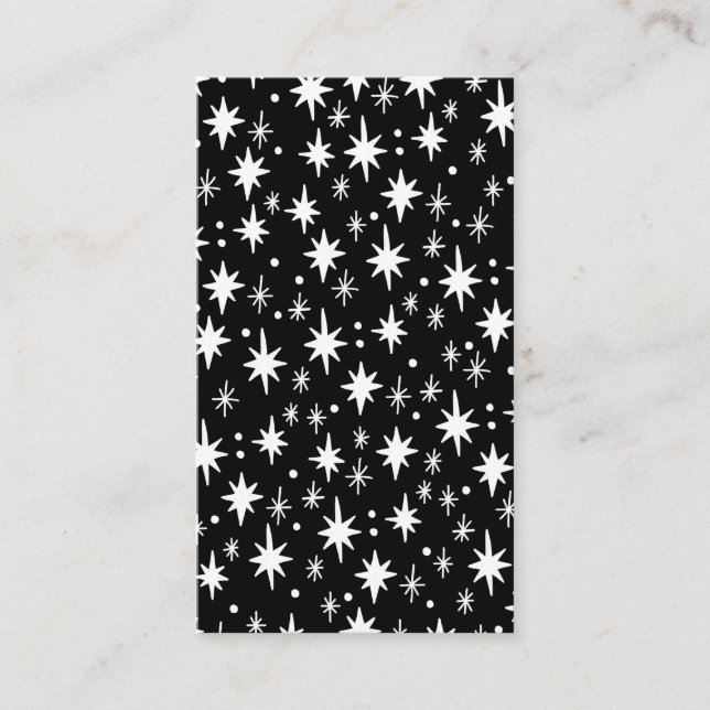 Starry Night Black White Pattern Elegant Business Card (Front)
