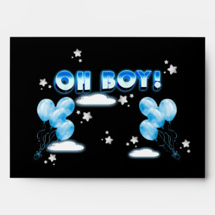 Starry Night Blue Balloons Oh Boy Baby Shower Cute Envelope