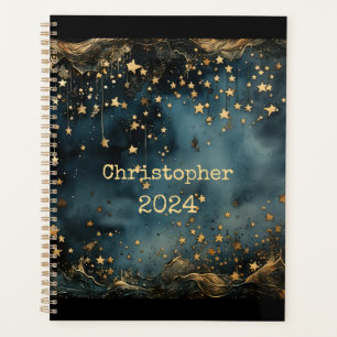 Starry night blue golden navy with name planner
