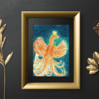 Starry Night Blue Rising Phoenix Watercolor