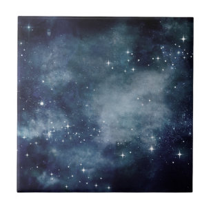 Starry Night Blue Sky Stars Lovers Universe Ceramic Tile