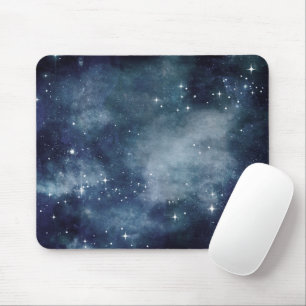Starry Night Blue Sky Stars Lovers Universe Mouse Pad