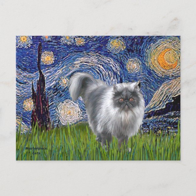 Starry Night - Blue Smoke Persian cat Postcard (Front)