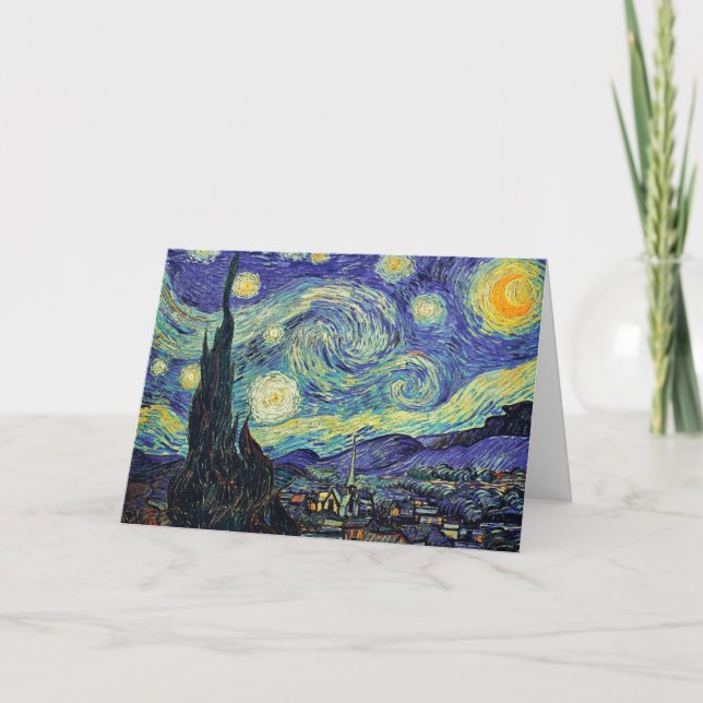 Starry Night Blue Yellow Painting by van Gogh Card (Front)