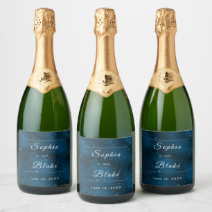 Starry Night Bride & Groom Wedding Sparkling Wine Label