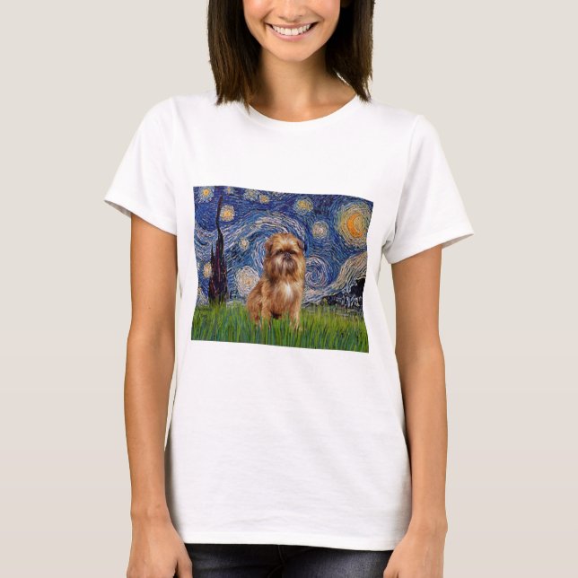 Starry Night - Brown Brussels Griffon T-Shirt (Front)