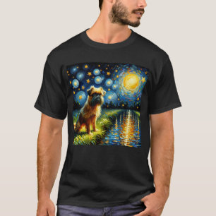 Starry Night Brussels Griffon Dog Van Gogh Lover T-Shirt