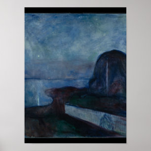 Starry night by Edvard Munch symbolist painter Poster