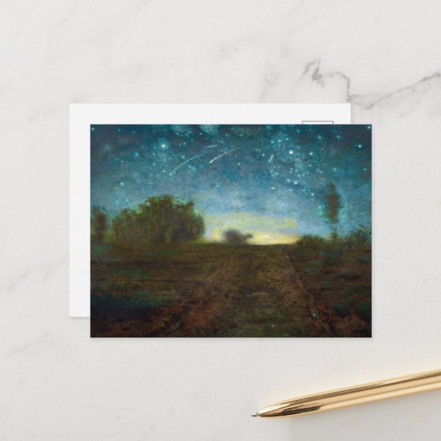 Starry Night by Jean-Francois Millet Holiday Postcard (Front/Back In Situ)