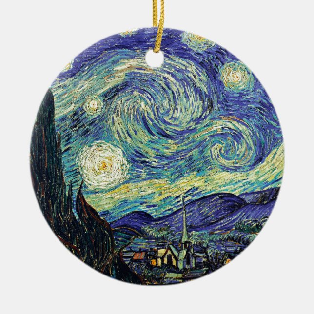 Starry Night by van Gogh Ceramic Ornament (Front)