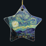 Starry Night by van Gogh Ceramic Tree Decoration<br><div class="desc">Van Gogh was obsessed by the symbolism of luminous objects and of colour. The lamp was a symbol of calm and security. The star symbolised faith,  and gaslight,  human realities. Deep ultramarine blue was infinity,  while red and green expressed "those terrible things,  men's passions.</div>