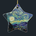 Starry Night by van Gogh Ceramic Tree Decoration<br><div class="desc">Van Gogh was obsessed by the symbolism of luminous objects and of colour. The lamp was a symbol of calm and security. The star symbolised faith,  and gaslight,  human realities. Deep ultramarine blue was infinity,  while red and green expressed "those terrible things,  men's passions.</div>