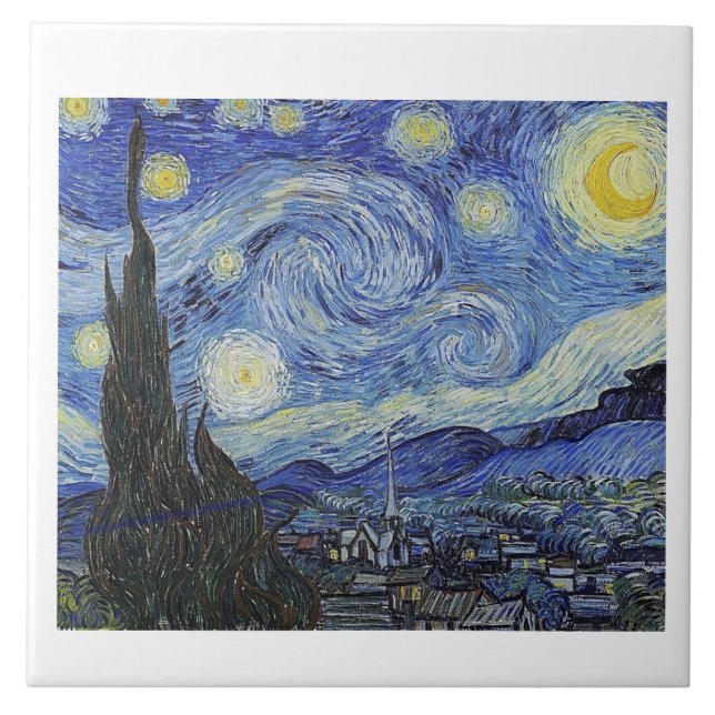 Starry Night by Van Gogh, Fine Art, Ceramic Tile (Front)