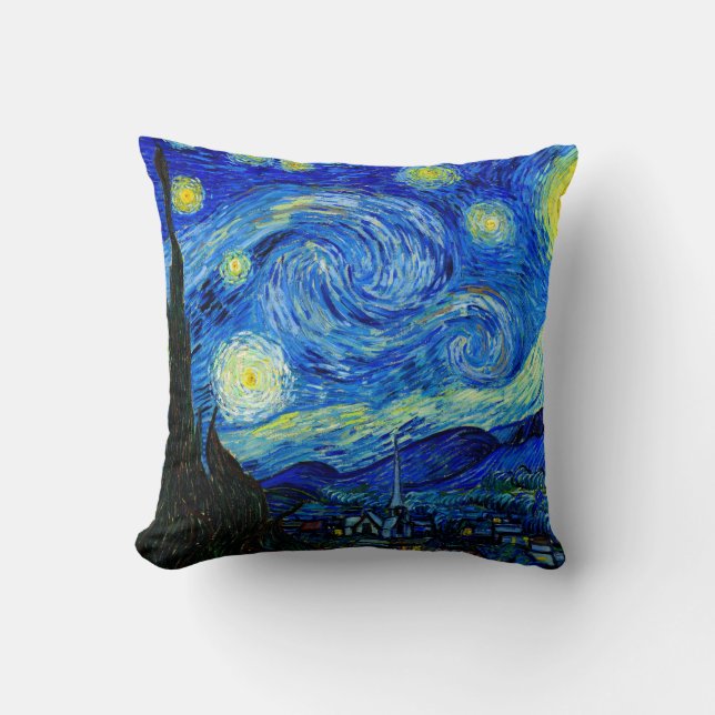 Starry Night by Van Gogh Fine Art Pillow (Front)