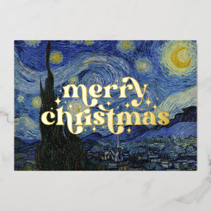 "Starry Night" by Van Gogh Foil Holiday Card