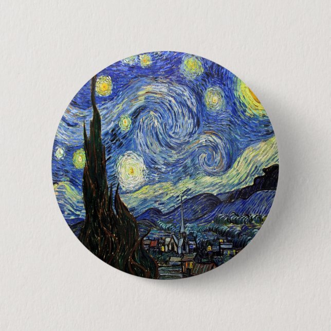 Starry Night By Vincent Van Gogh 1889 6 Cm Round Badge (Front)