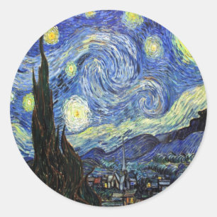Starry Night By Vincent Van Gogh 1889 Classic Round Sticker