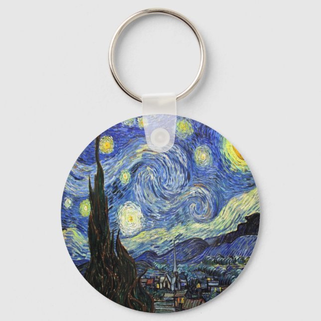 Starry Night By Vincent Van Gogh 1889 Key Ring (Front)