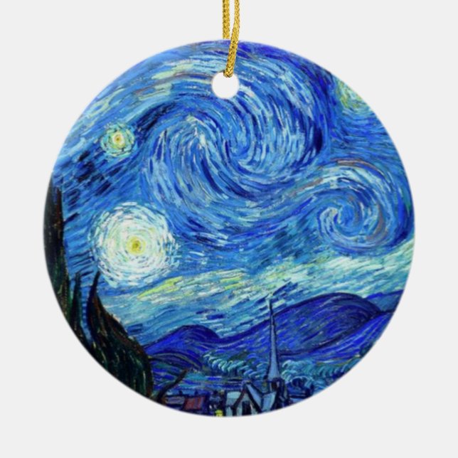 Starry Night By Vincent Van Gogh Ceramic Ornament (Front)