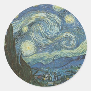 Starry Night by Vincent Van Gogh Classic Round Sticker