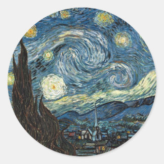 Starry Night by Vincent Van Gogh Classic Round Sticker