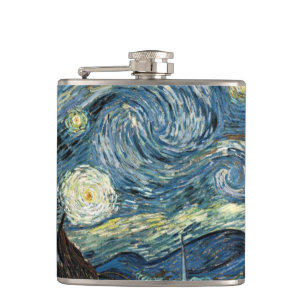 Starry Night by Vincent van Gogh. Famous art Hip Flask