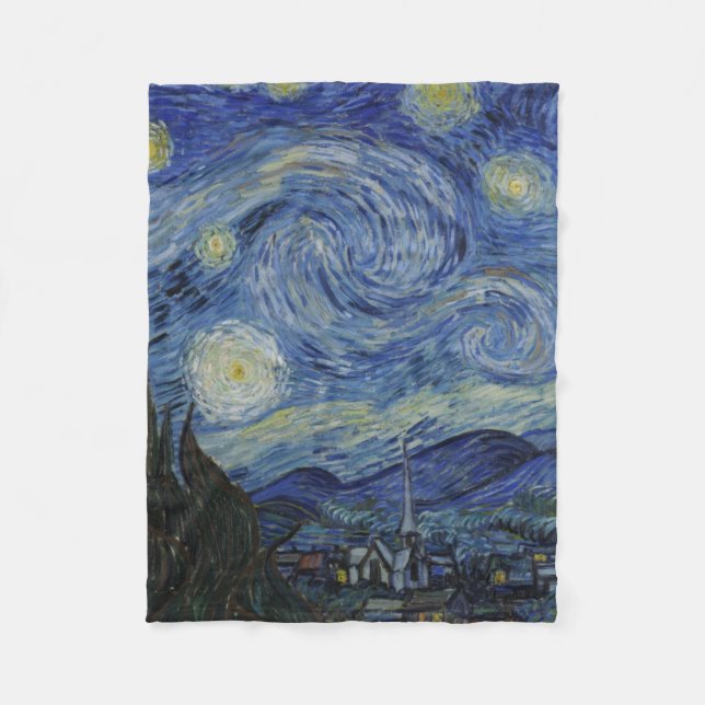 Starry Night by Vincent Van Gogh Fleece Blanket (Front)