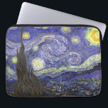 Starry Night by Vincent van Gogh Laptop Sleeve<br><div class="desc">Starry Night by Vincent van Gogh is a vintage fine art post impressionism landscape cityscape painting featuring a view of Saint Remy, France from van Gogh's asylum. The night sky is swirling with clouds with a bright crescent moon and shining stars over the quaint village. Starry Night is probably van...</div>