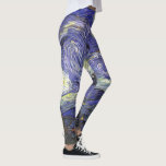 Starry Night by Vincent van Gogh Leggings<br><div class="desc">Starry Night by Vincent van Gogh is a vintage fine art post impressionism landscape cityscape painting featuring a view of Saint Remy, France from van Gogh's asylum. The night sky is swirling with clouds with a bright crescent moon and shining stars over the quaint village. Starry Night is probably van...</div>