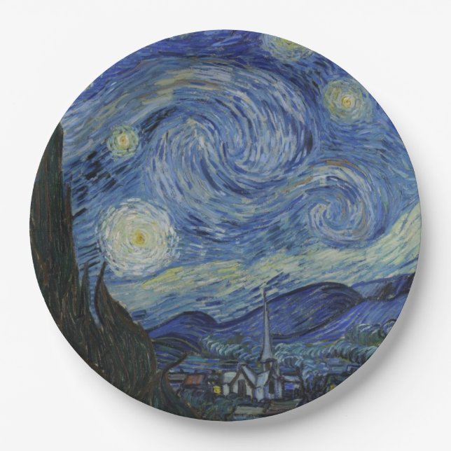 Starry Night by Vincent Van Gogh Paper Plate (Front)