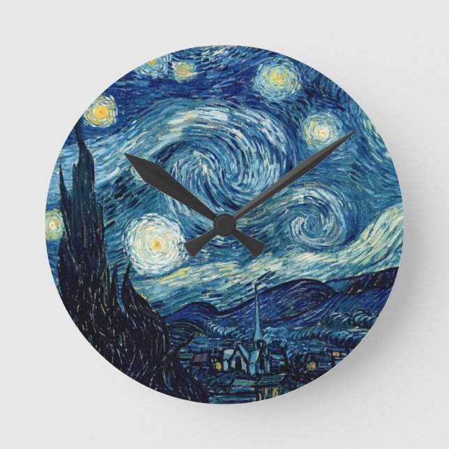 Starry Night By Vincent Van Gogh Round Clock (Front)