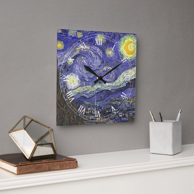 Starry Night by Vincent van Gogh Square Wall Clock (Office)