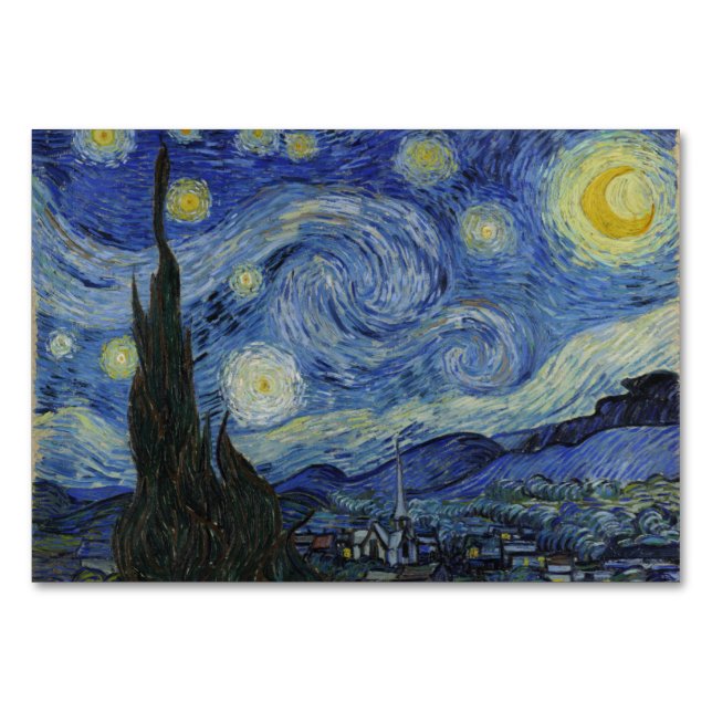 Starry Night by Vincent Van Gogh Table Number (Front)
